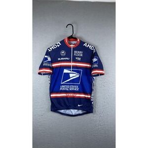 Nike USPS Blue Cycling Jersey Mens Medium‎ 1/2 Zip Made In Italy Postal Service